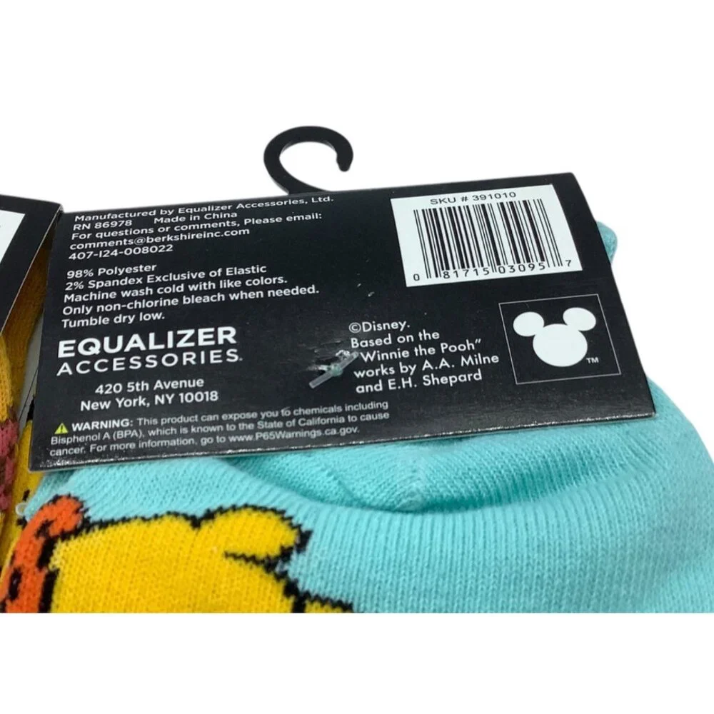 Disney‎ Winnie The Pooh Bear Crew Socks 2 Pairs Size 9-13 NEW